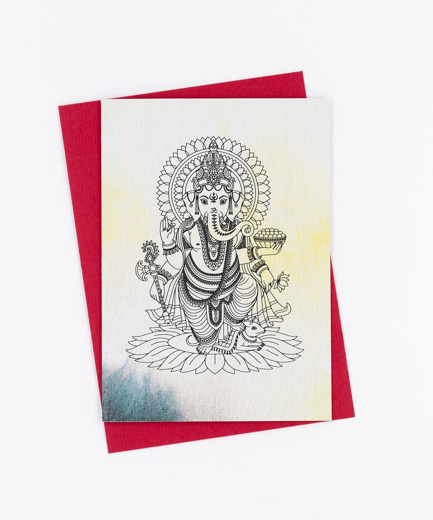 Yoga Grußkarte Ganesha Aquarell