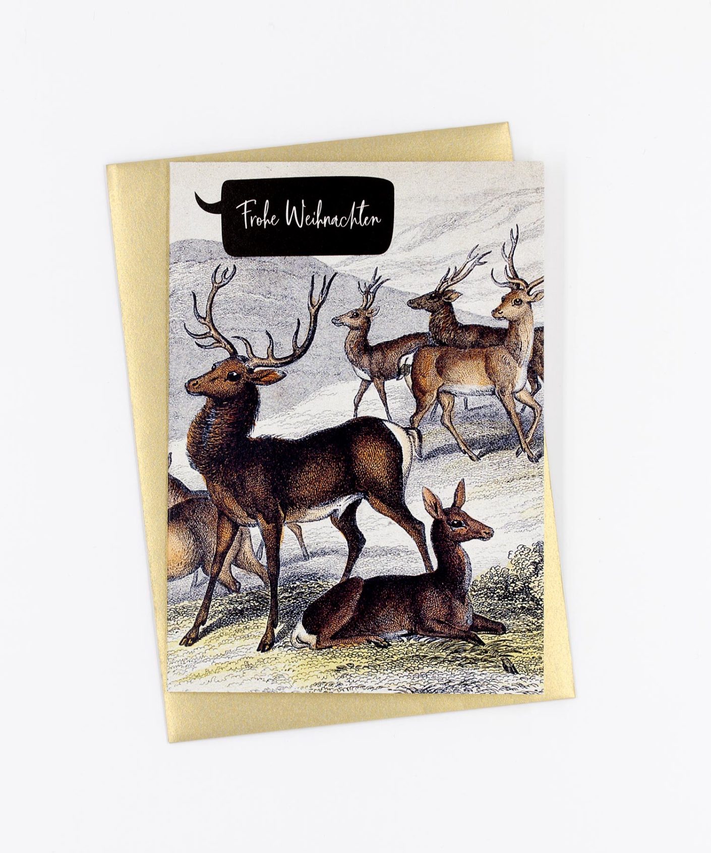 Weihnachtskarte Vintage Hirsche