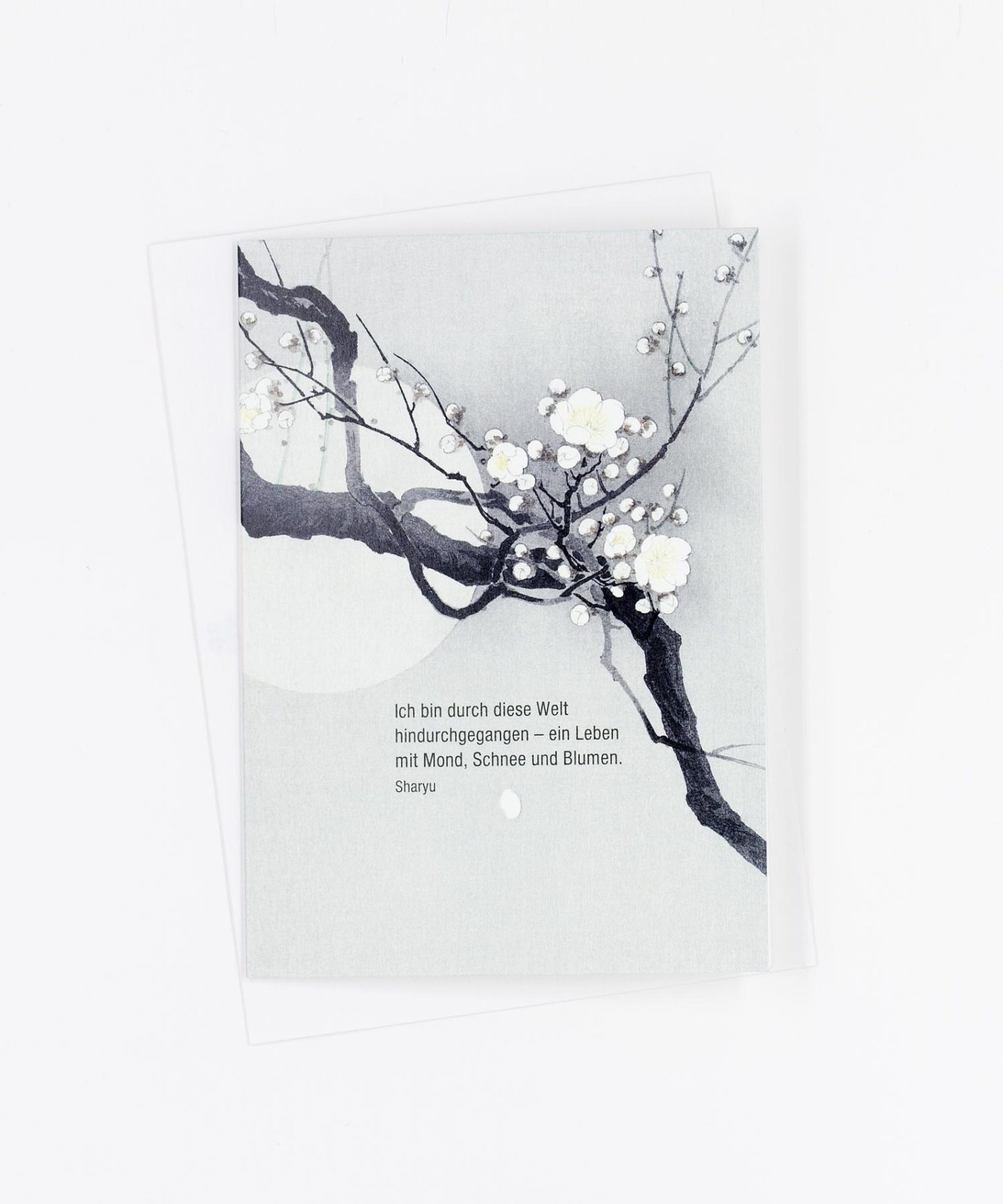 Trauerkarte »Mond, Schnee und Blumen«