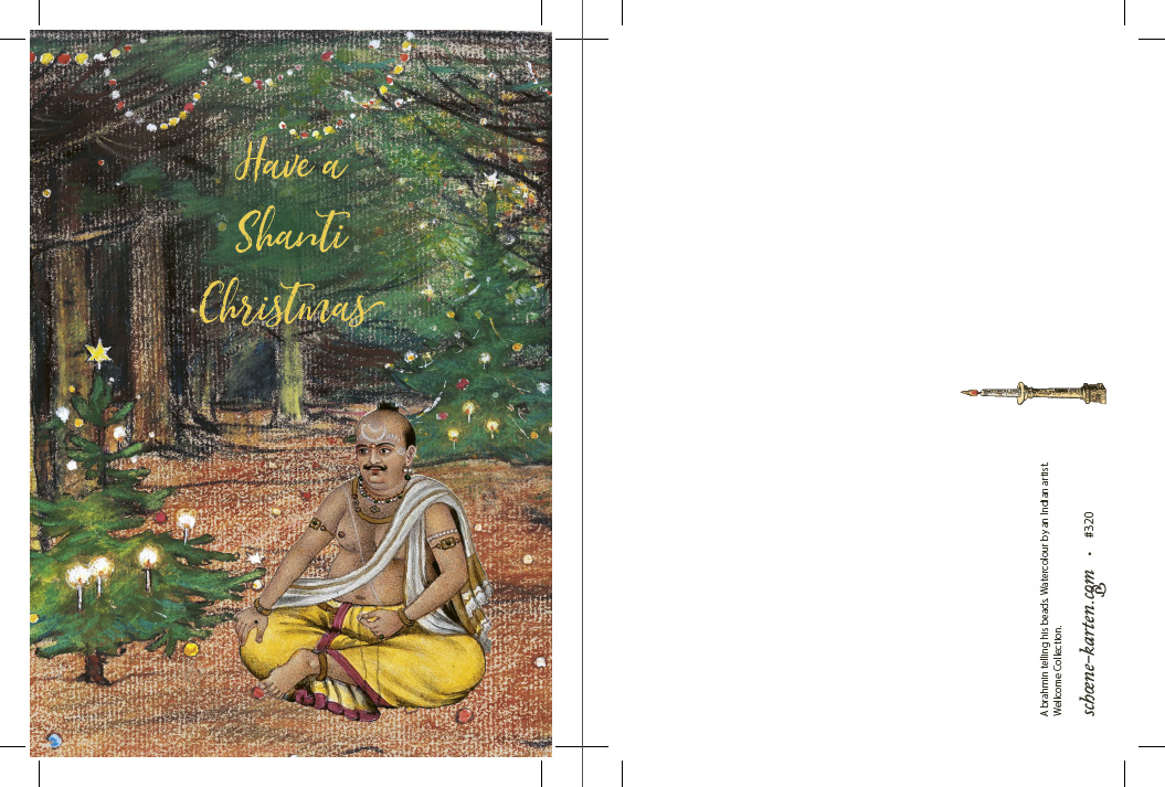 Yoga Weihnachts-Postkarte Brahmin telling his beads