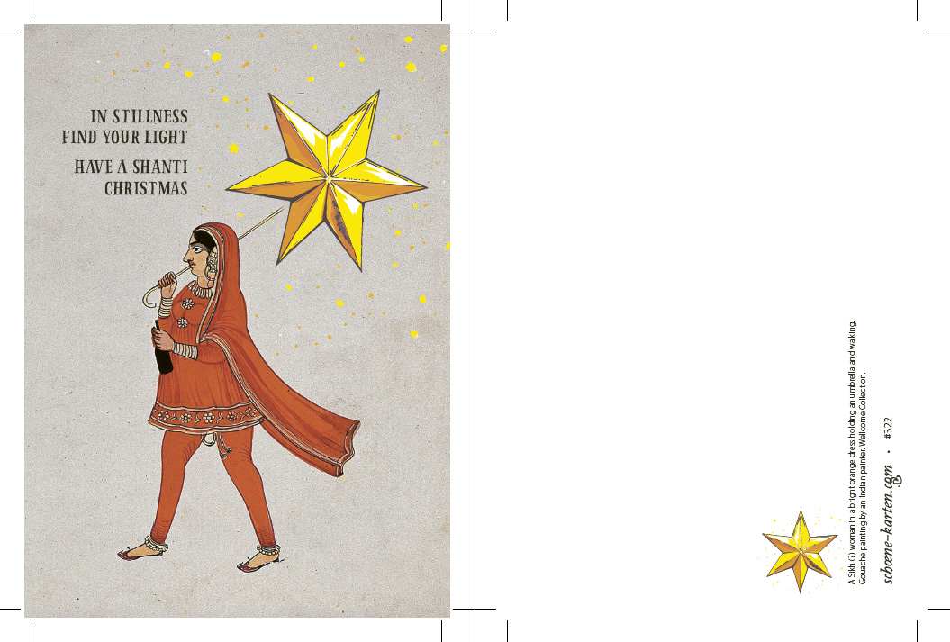 Yoga Weihnachtspostkarte, Frau mit Stern