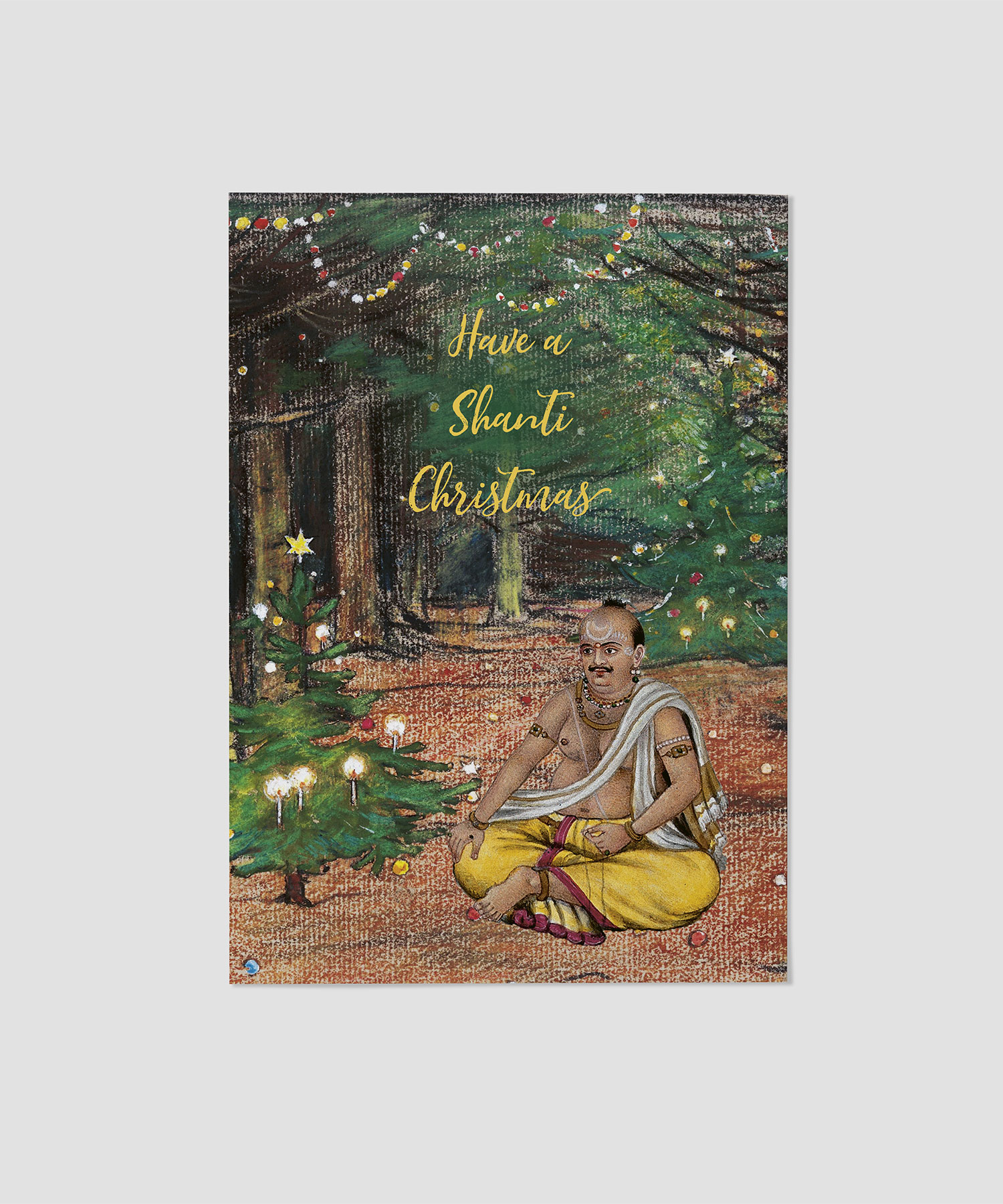 Yoga Weihnachts-Postkarte Brahmin telling his beads